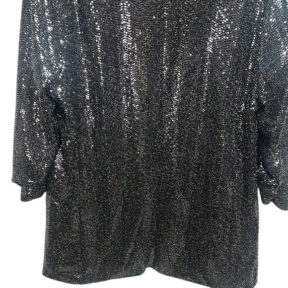C by One Women's Black and Silver Sequin Blazer Medium, Metallic - Open Front - Picture 10 of 10